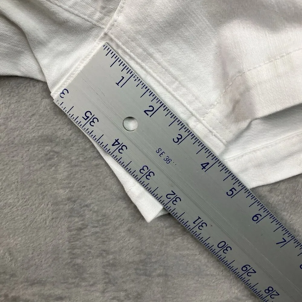 J Crew Shorts Womens 37 Plus White Denim Stacked Button High Rise Stretch CI067